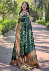 Womens Fashion Ethnic Banarasi Green Color Sarees-MLSHWSA1862GRN